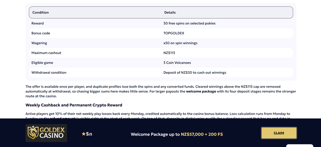 Goldex Casino: two titles offered under one requirement