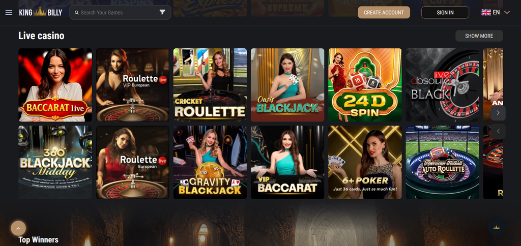 King Billy: the fifty-times requirement on its no deposit bonus page